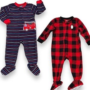 Set of 2 Carter’s One Piece Fleece Sleeper Pajamas Size 24M